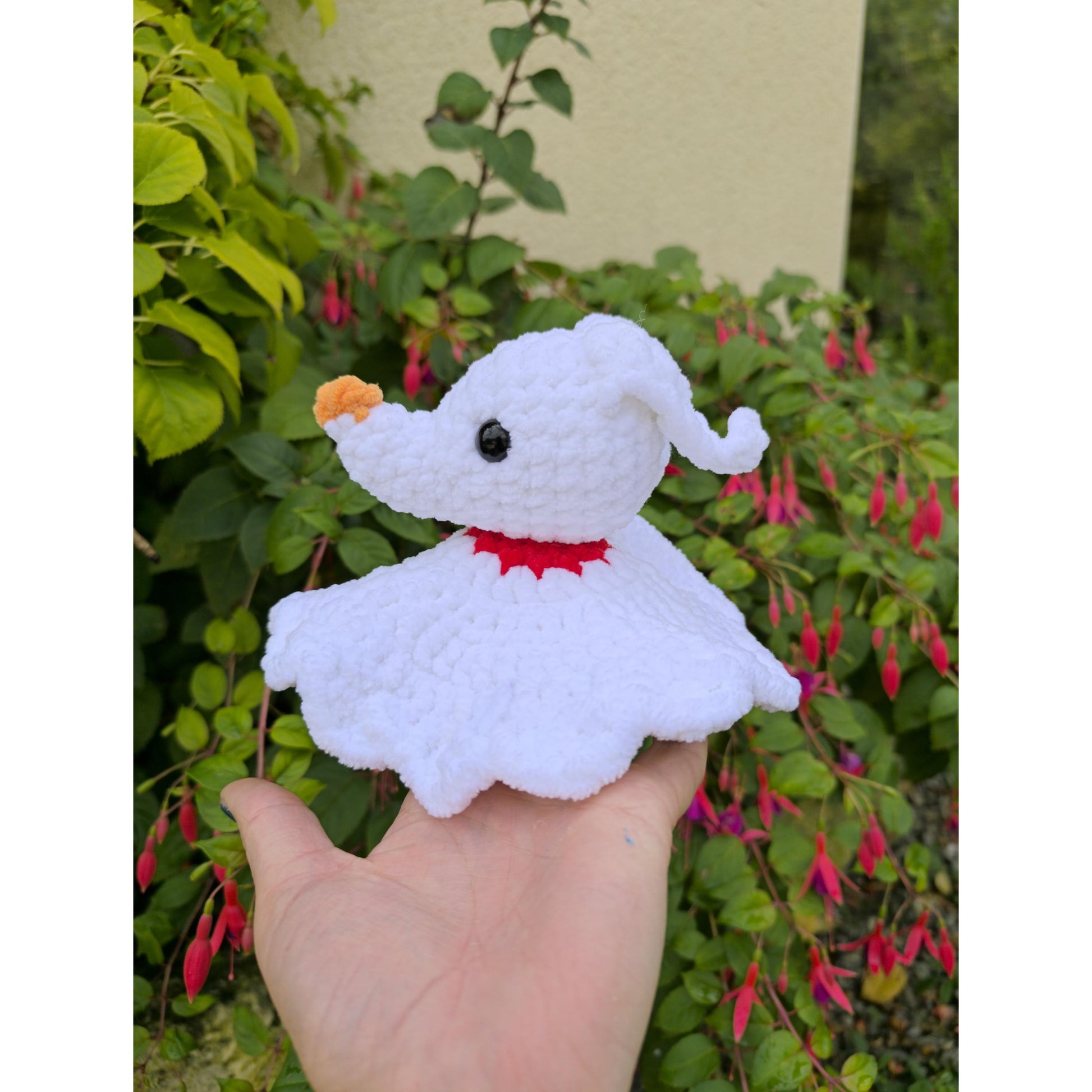 Handmade Crochet Ghost Dog Snuggler | Medium & Jumbo Sizes | Soft Plush | Toy Perfect Spooky Season Gift