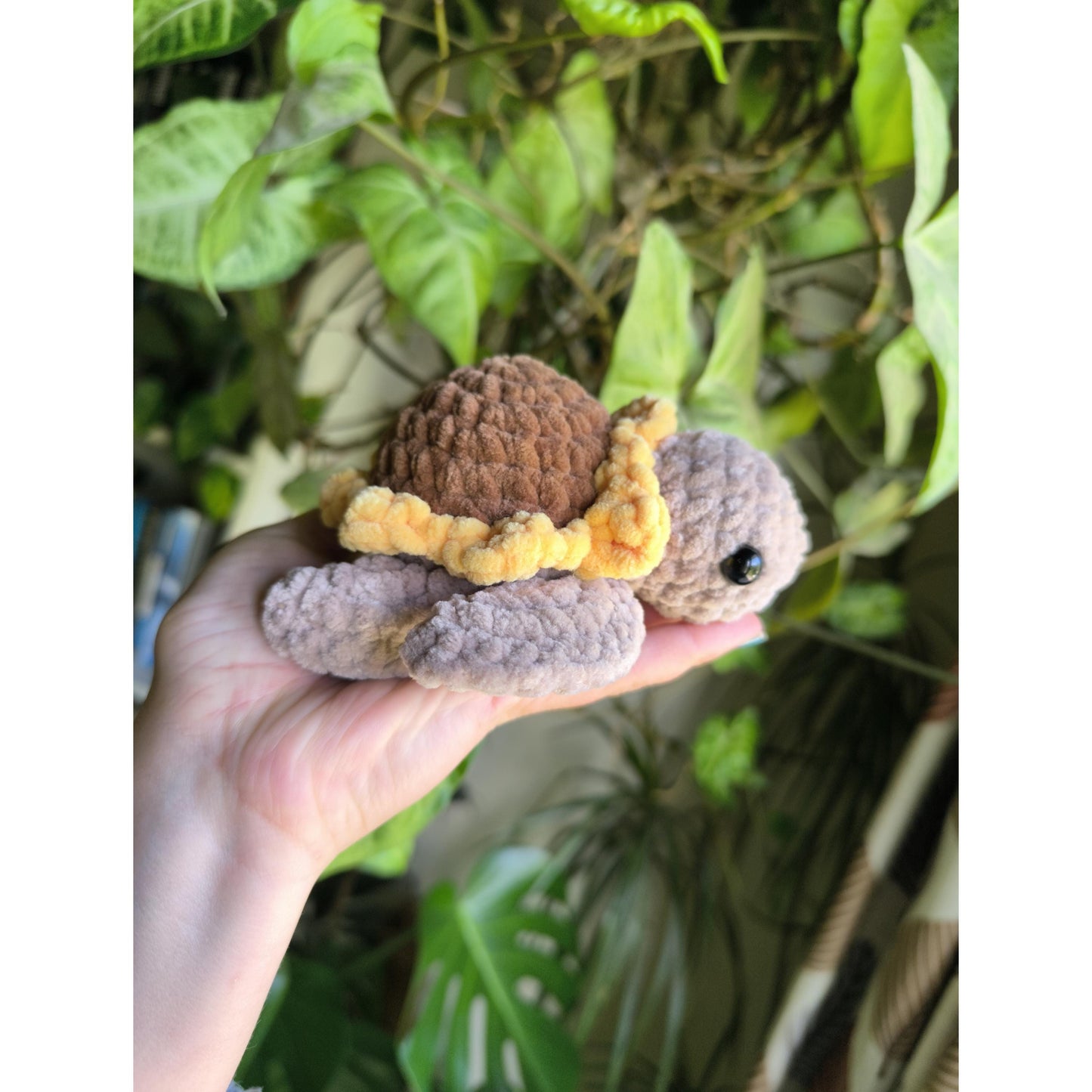 Mini sunflower and daisy turtle 15cm x 15cm amigurumi plushie