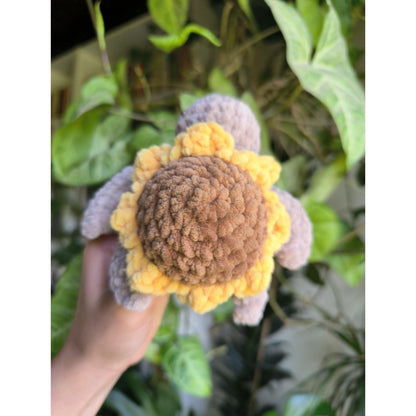 Mini sunflower and daisy turtle 15cm x 15cm amigurumi plushie