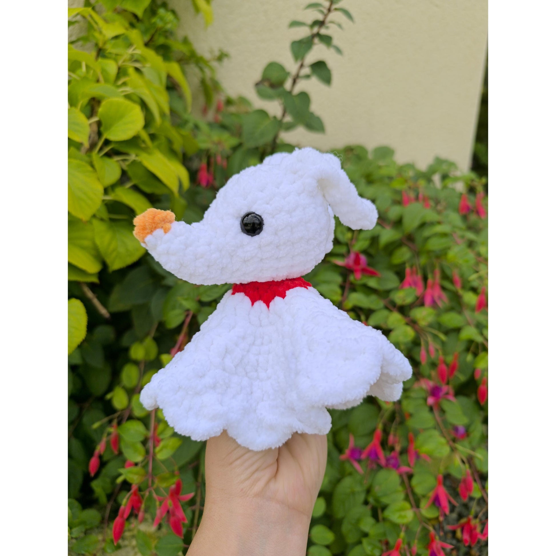 Handmade Crochet Ghost Dog Snuggler | Medium & Jumbo Sizes | Soft Plush | Toy Perfect Spooky Season Gift