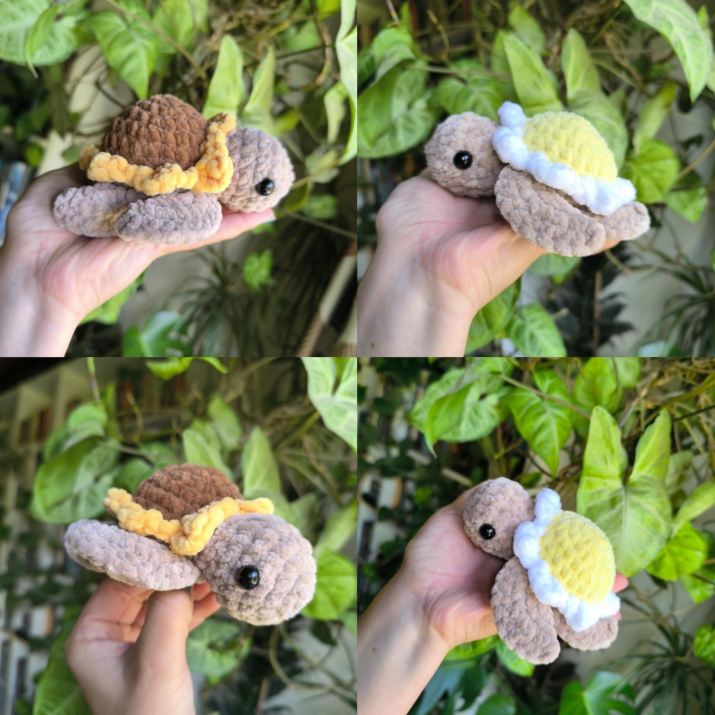 Mini sunflower and daisy turtle 15cm x 15cm amigurumi plushie