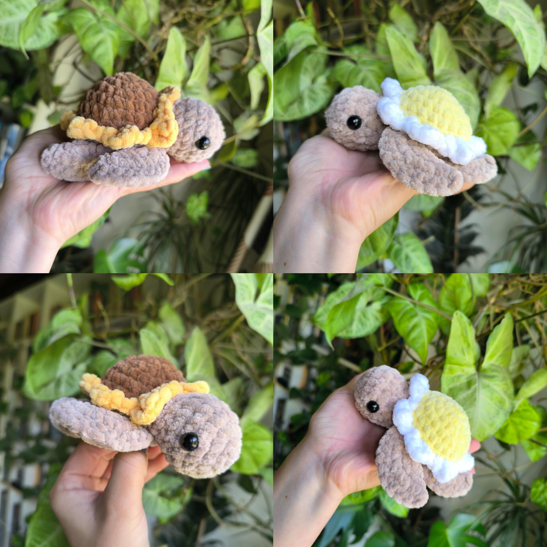 Mini sunflower and daisy turtle 15cm x 15cm amigurumi plushie