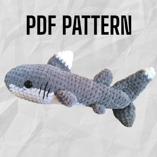 PDF white tip shark crochet pattern plush amigurumi animal toy easy fish sea life