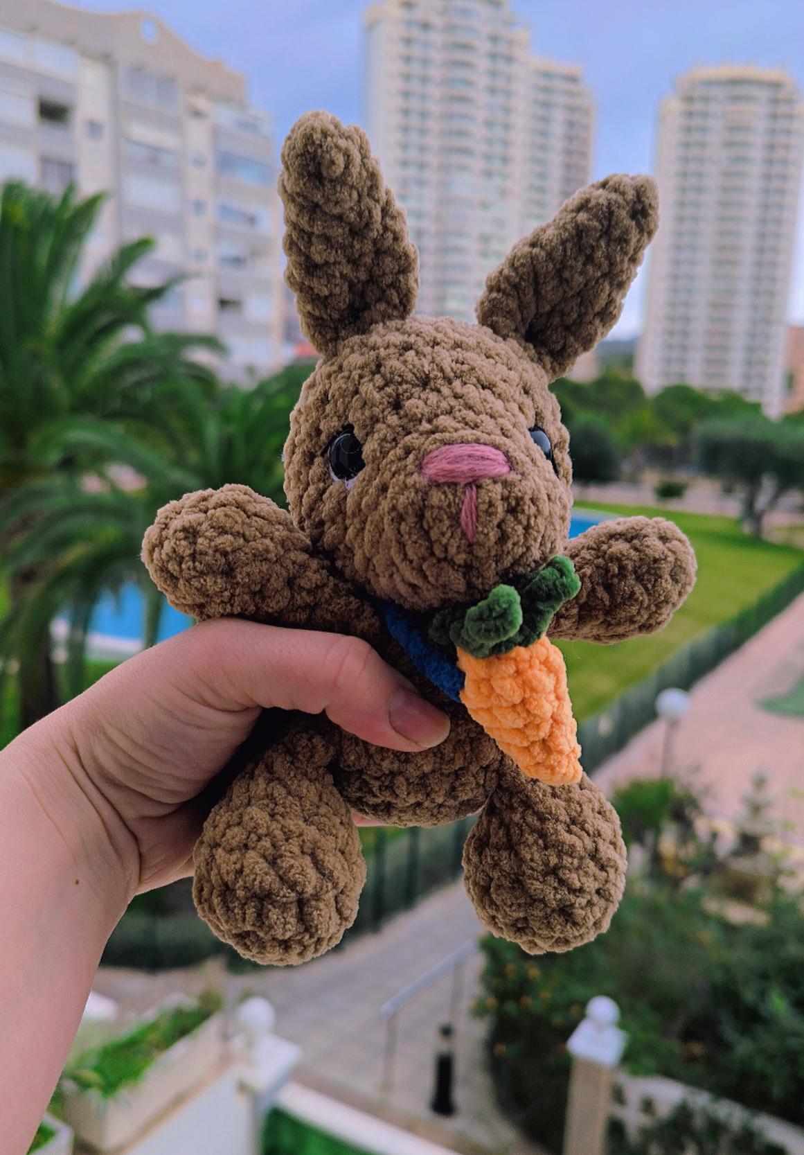 Handmade Rabbit Plushie. Amigurumi safari animal ready to ship