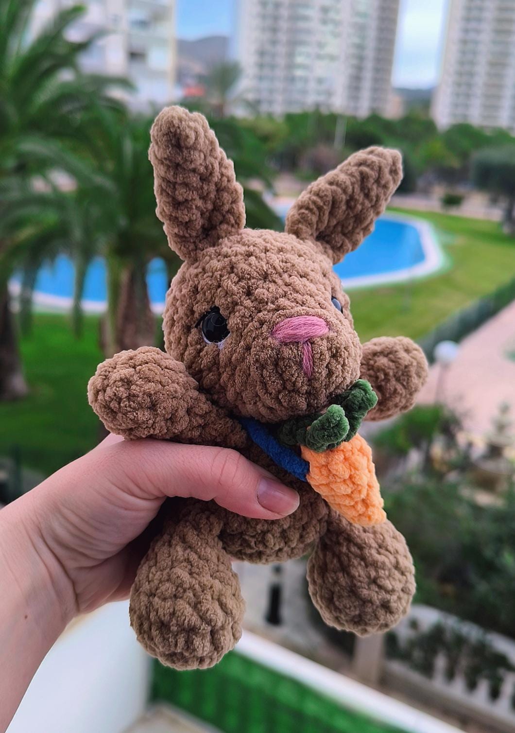 Handmade Rabbit Plushie. Amigurumi safari animal ready to ship