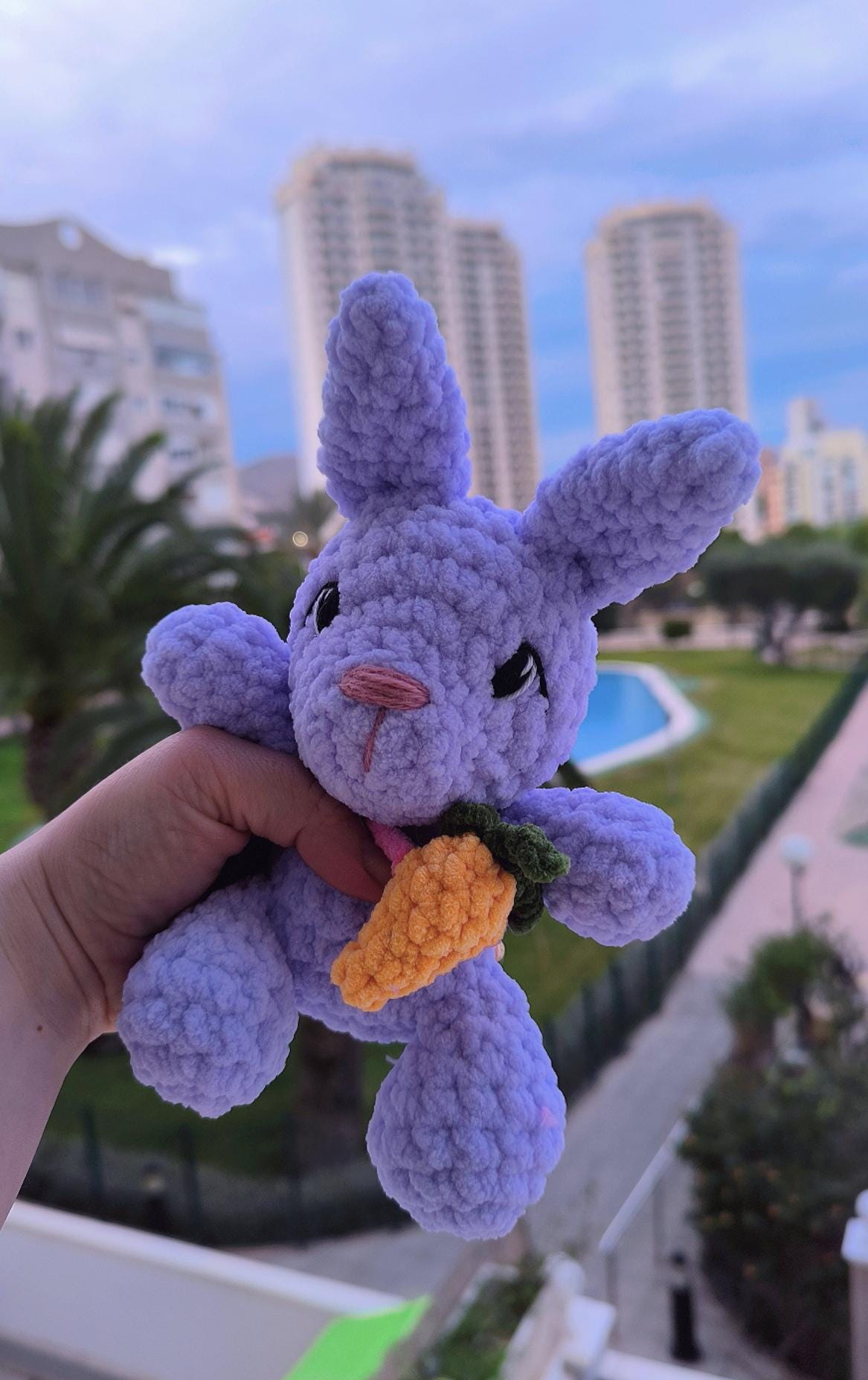 Handmade Rabbit Plushie. Amigurumi safari animal ready to ship