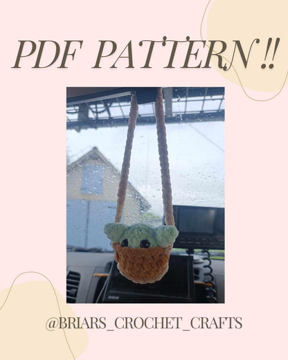 English Crochet Pattern PDF Download swinging hanging car decoration for retro baby green alien