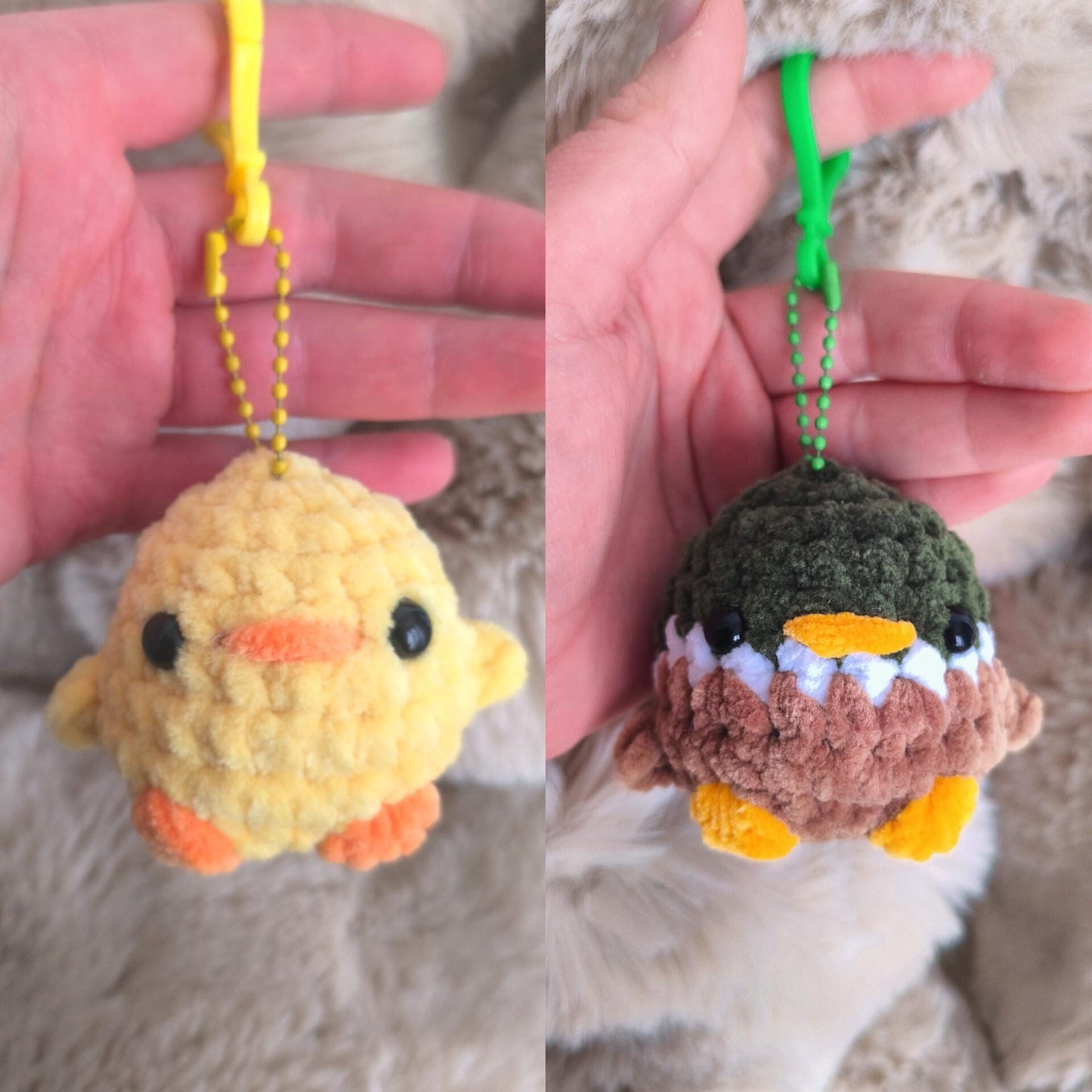 Handmade Crochet Duck  Chick Keychains | Cute Bag Buddies | Soft Plush Keyrings | Hypoallergenic / Oeko Tex Certified Yarn |