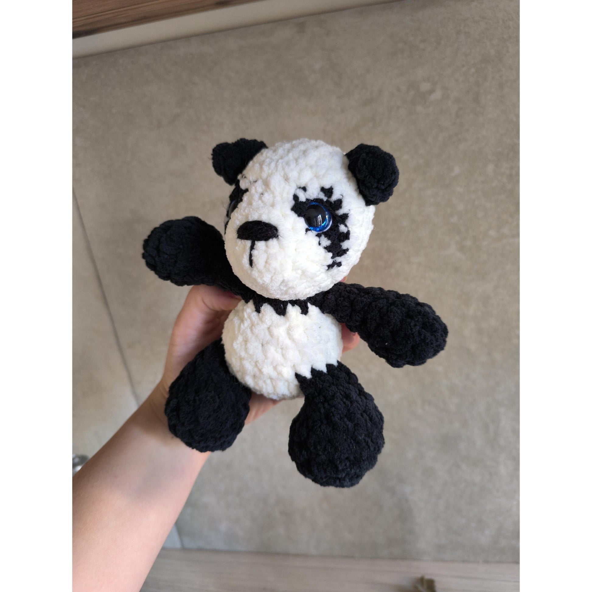 Handmade Panda Plushie. Amigurumi safari animal ready to ship
