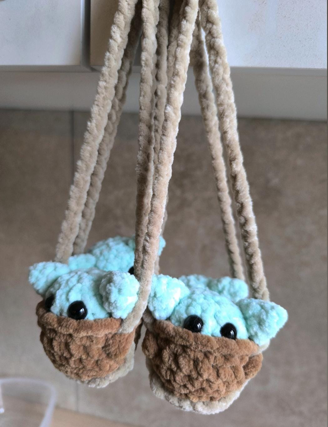 English Crochet Pattern PDF Download swinging hanging car decoration for retro baby green alien