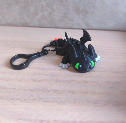 3D Printed Articulated Night Dragon Keychain | Poseable Mini Dragon | 6cm or 8cm Sizes | Fidget Keyring | Fantasy Gift