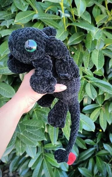 Handmade Crochet How to Snuggle Your Dragon Plushie | Hand-Painted Eyes | OEKO-TEX® Chenille Yarn | Hypoallergenic | Collectible Gift