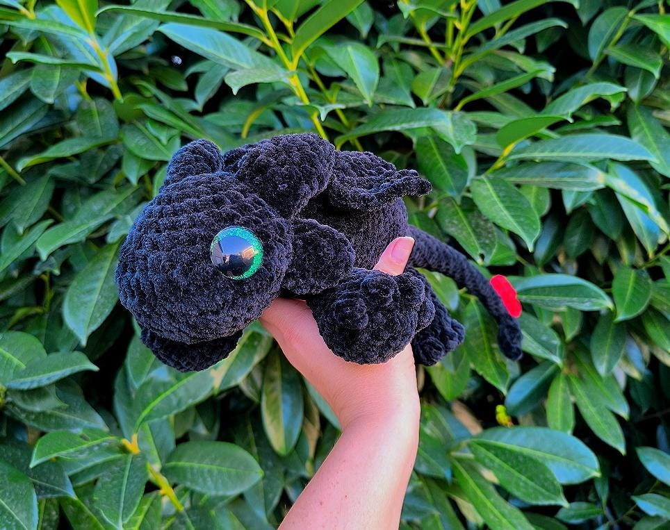 Handmade Crochet How to Snuggle Your Dragon Plushie | Hand-Painted Eyes | OEKO-TEX® Chenille Yarn | Hypoallergenic | Collectible Gift
