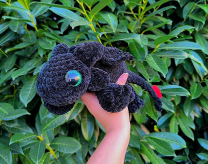 Handmade Crochet How to Snuggle Your Dragon Plushie | Hand-Painted Eyes | OEKO-TEX® Chenille Yarn | Hypoallergenic | Collectible Gift