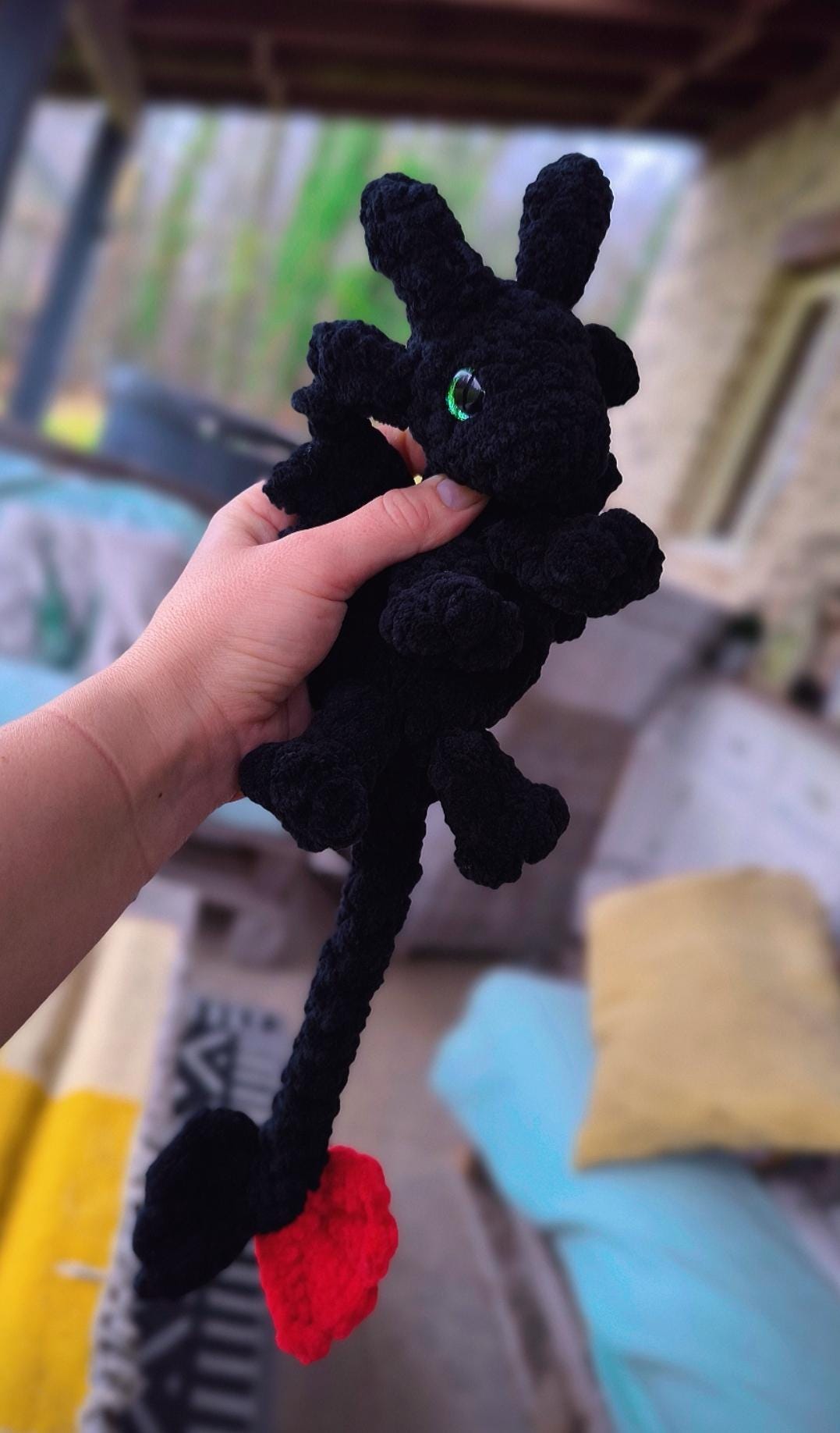 Crocheted Night Dragon in 3D Printed Dragon Egg – 28 cm Dragon – Fantasy Dragon Plush – Handmade Gift for Dragon Lovers