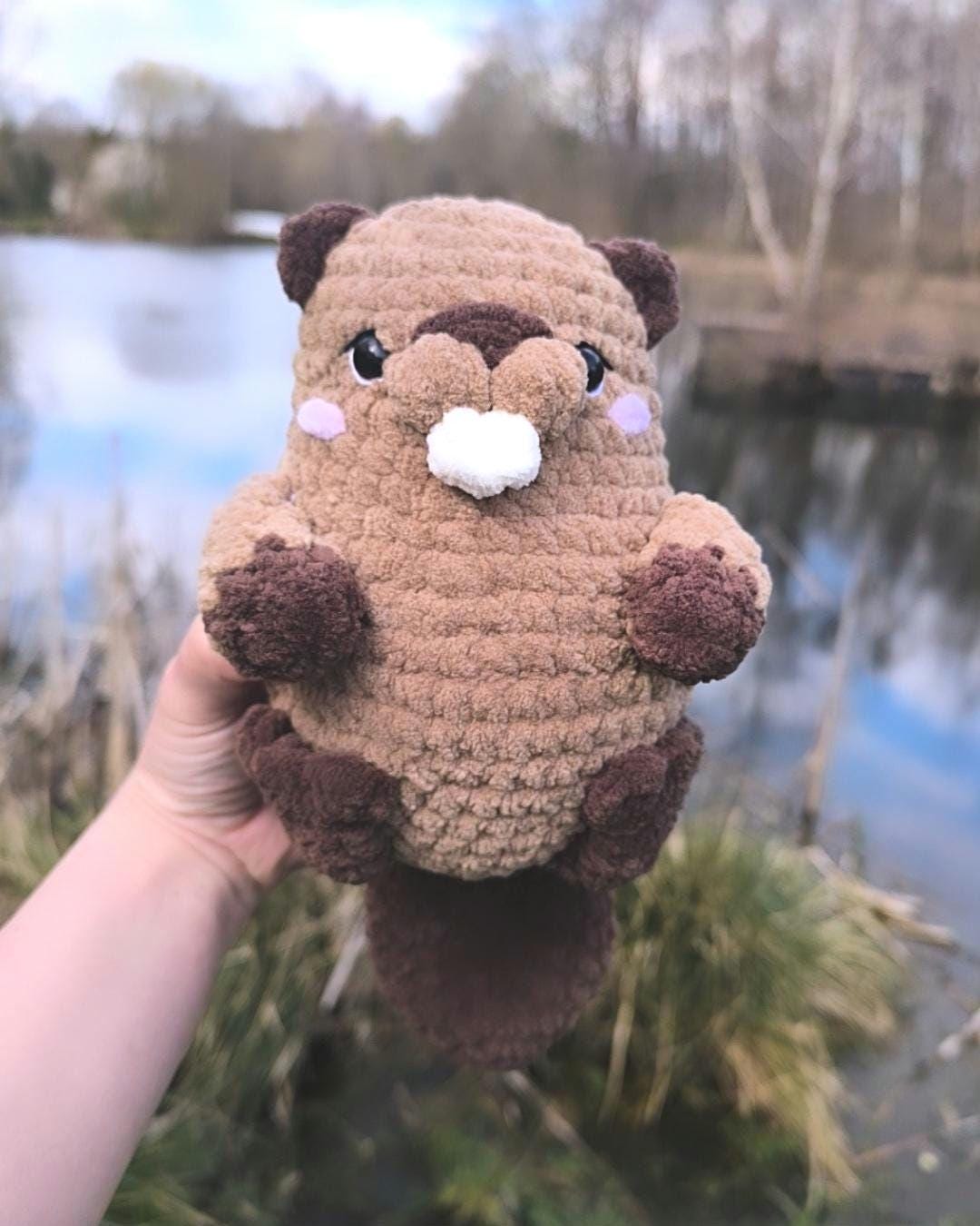 Handmade Crochet Beaver Plushie | Cute Amigurumi Beaver | Woodland Animal Plush | Soft Stuffed Beaver Toy | Nursery Decor | 32cm Tall