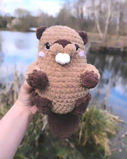 Handmade Crochet Beaver Plushie | Cute Amigurumi Beaver | Woodland Animal Plush | Soft Stuffed Beaver Toy | Nursery Decor | 32cm Tall
