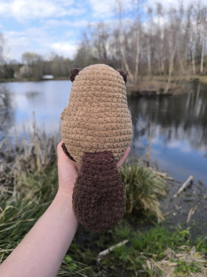 Handmade Crochet Beaver Plushie | Cute Amigurumi Beaver | Woodland Animal Plush | Soft Stuffed Beaver Toy | Nursery Decor | 32cm Tall