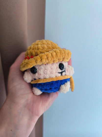 Handmade crochet pirate boy plushie