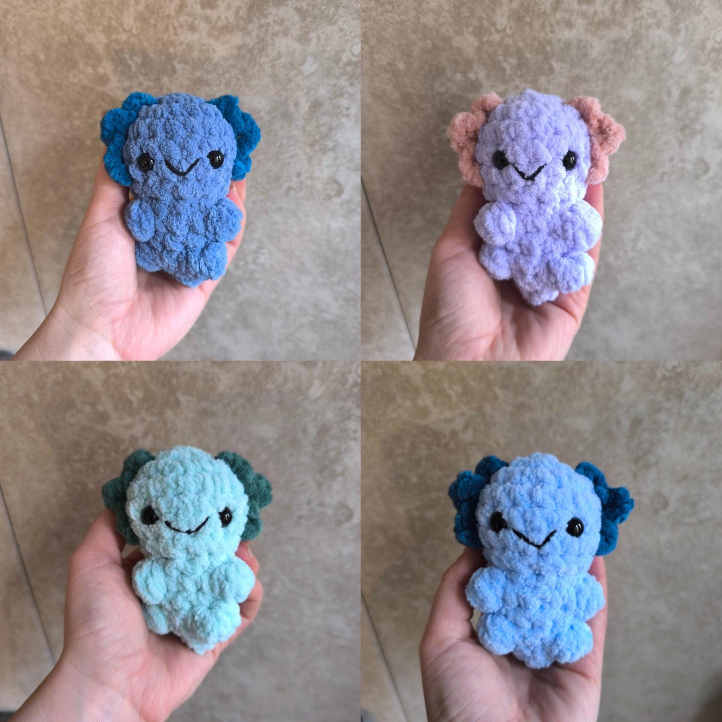 Handmade Mystery colour Crochet Axolotl – Soft Plushie Toy – Kawaii Gift – Amigurumi Animal – 12cm –