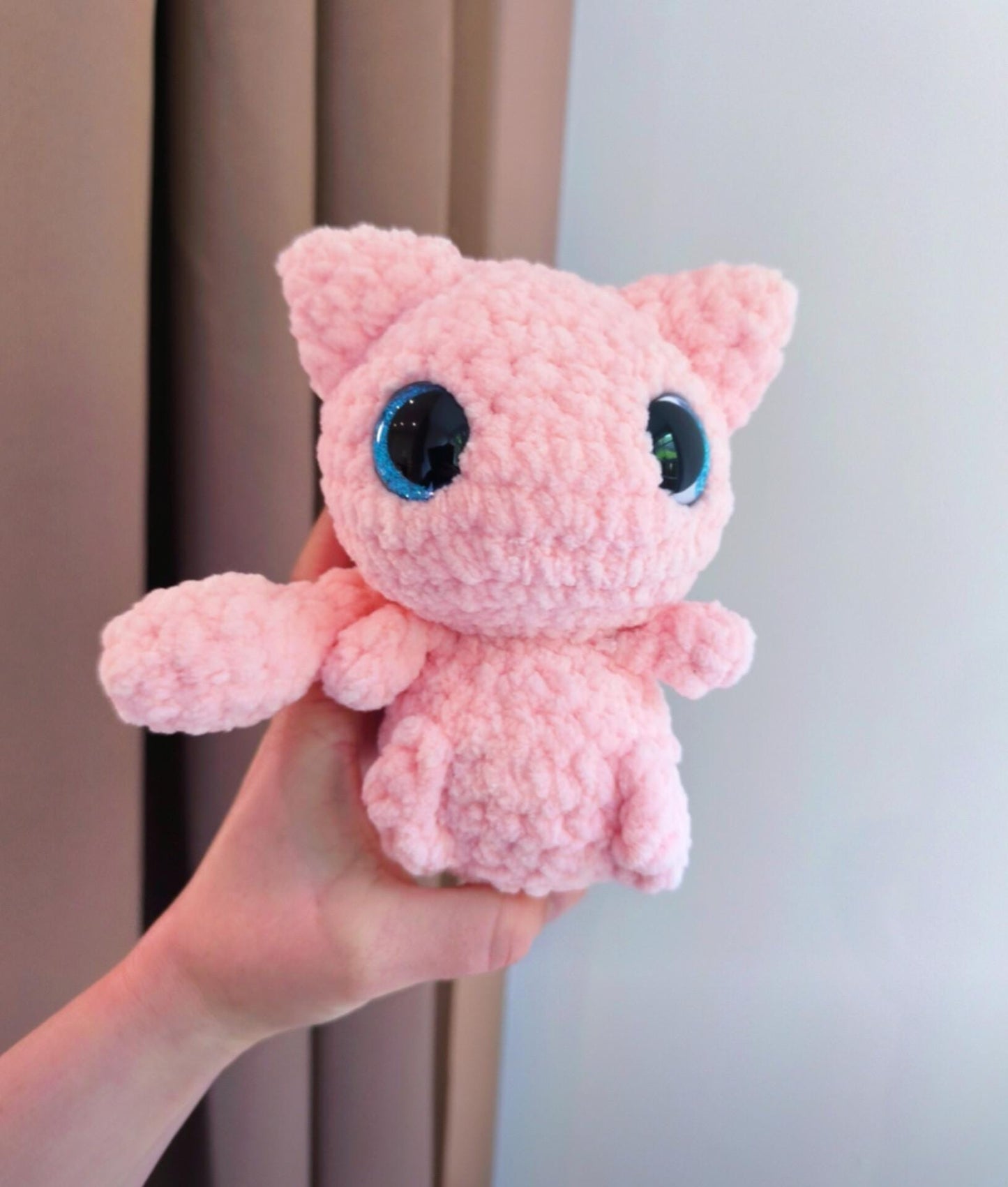 Crochet Psychic pink cat Chonkimon Plush – Handmade Amigurumi