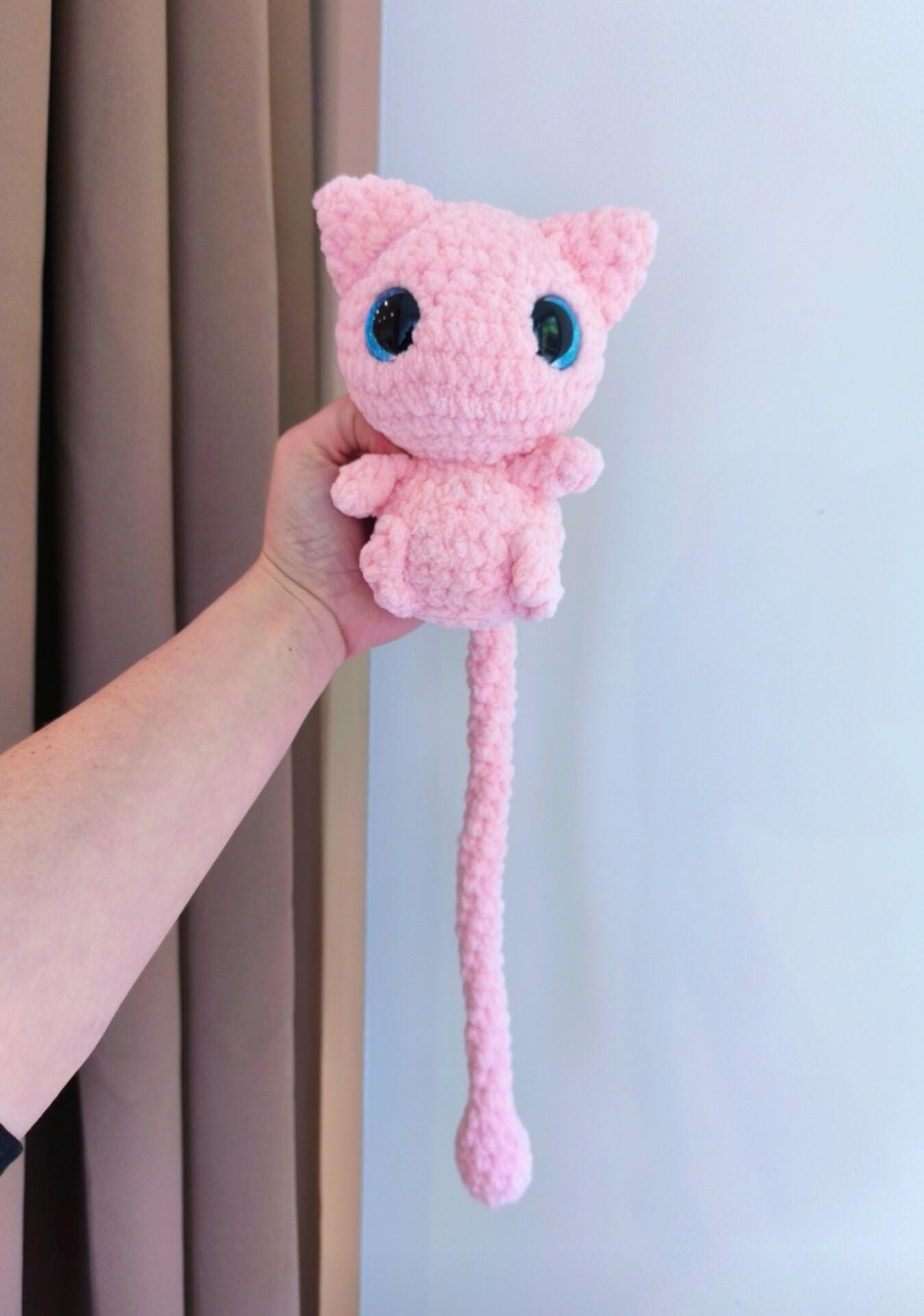 Crochet Psychic pink cat Chonkimon Plush – Handmade Amigurumi