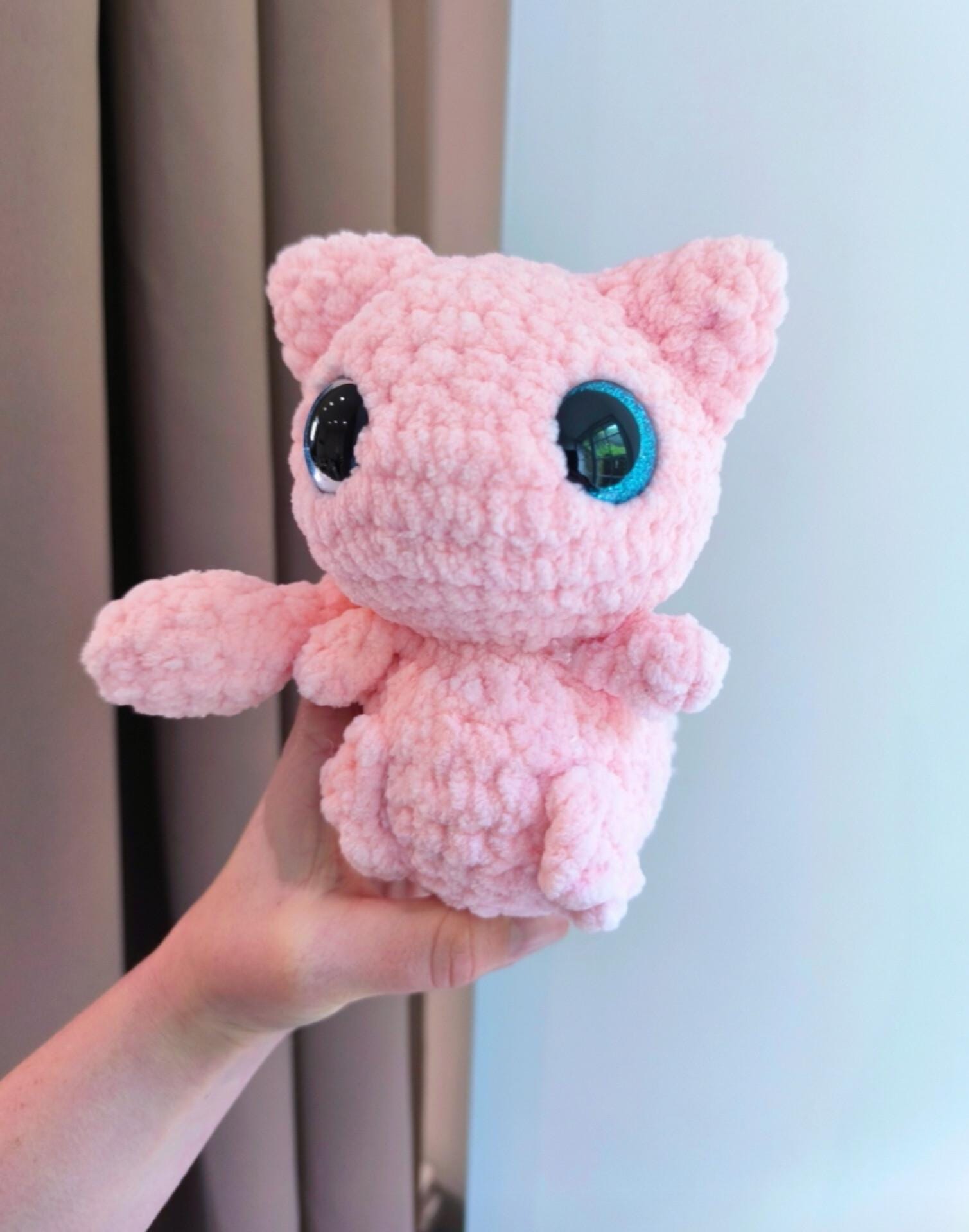 Crochet Psychic pink cat Chonkimon Plush – Handmade Amigurumi